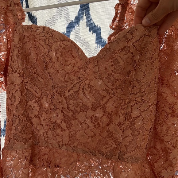 Ready To Mingle Cropped Lace Peplum Blouse- Blush - Picture 2 of 4